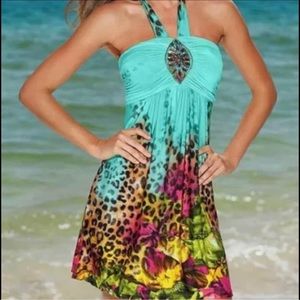 Venus Colorful Cheetah Print Backless Mini
Dress Size Large